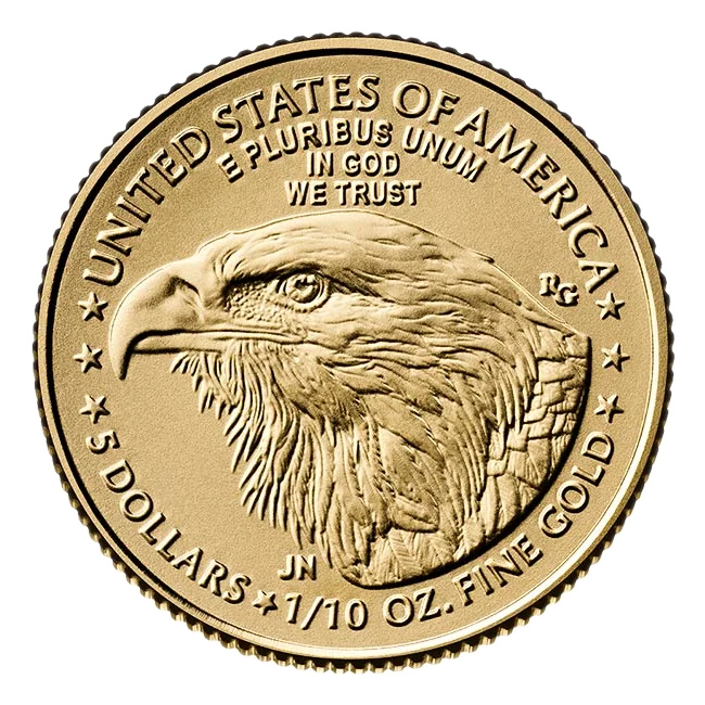 2026 American $5 Gold Eagle reverse - heraldic eagle with shield